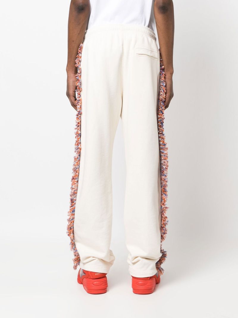 Neutral Cotton Fringed Track Pants
