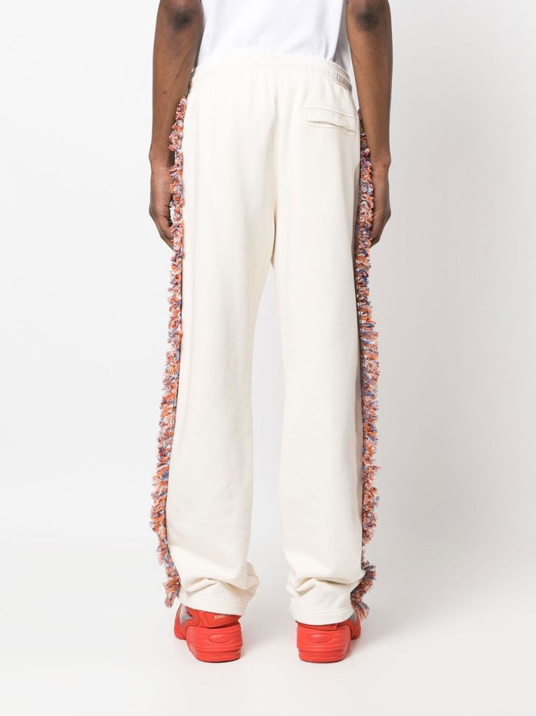 Neutral Cotton Fringed Track Pants