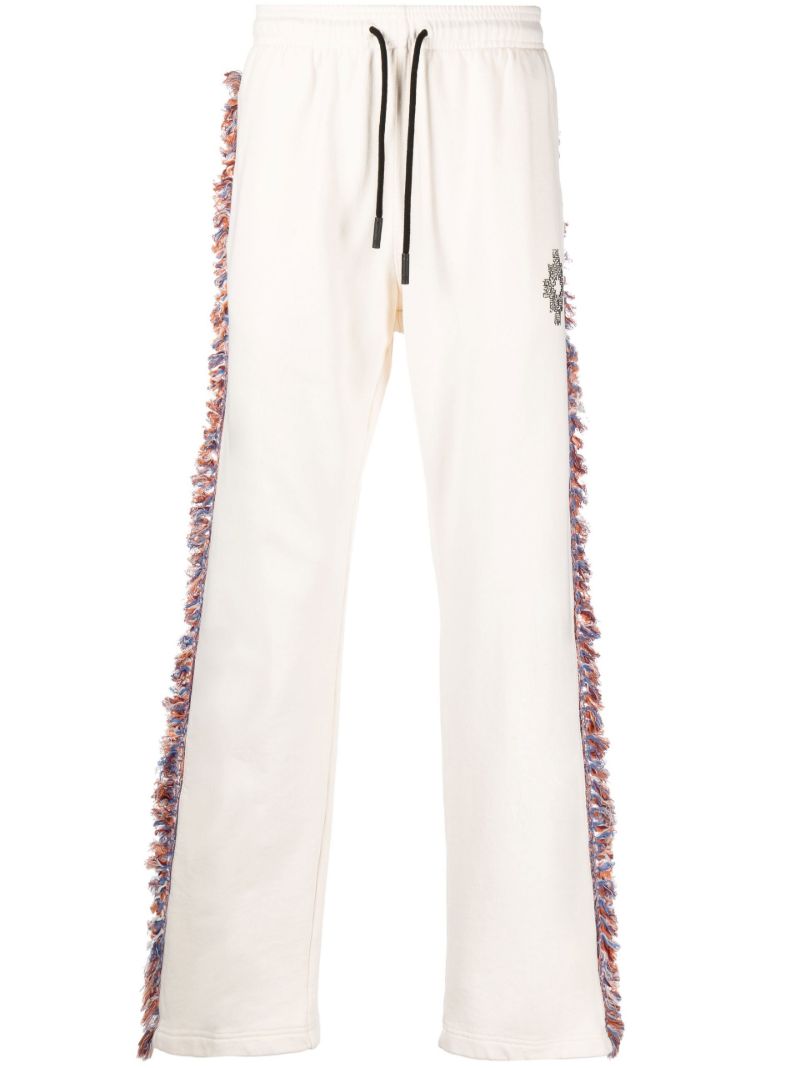 Neutral Cotton Fringed Track Pants