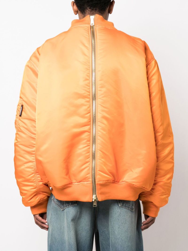 Orange Double-zip Bomber Jacket