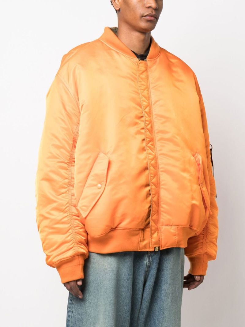Orange Double-zip Bomber Jacket