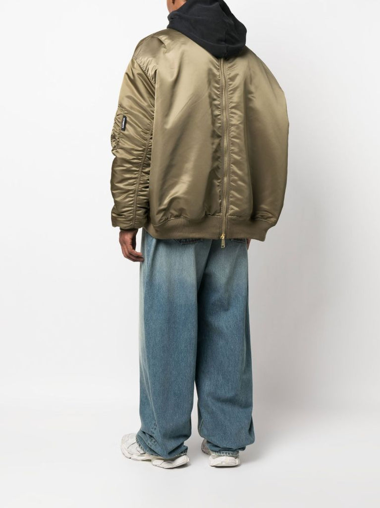 Orange Double-zip Bomber Jacket