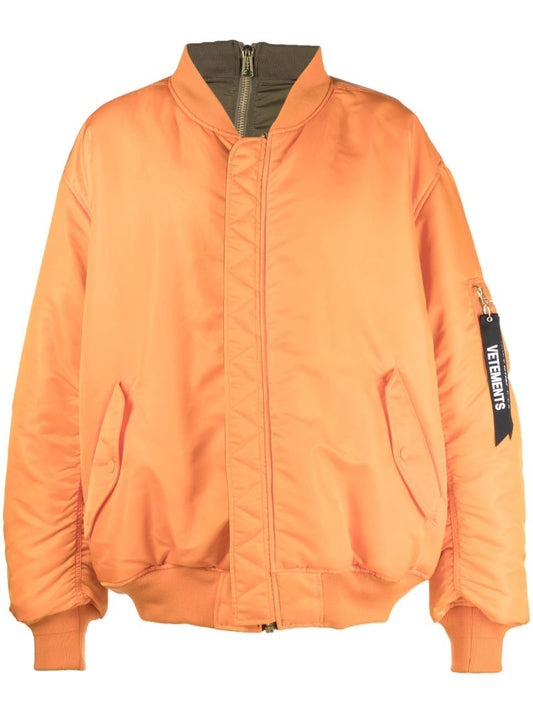 Orange Double-zip Bomber Jacket