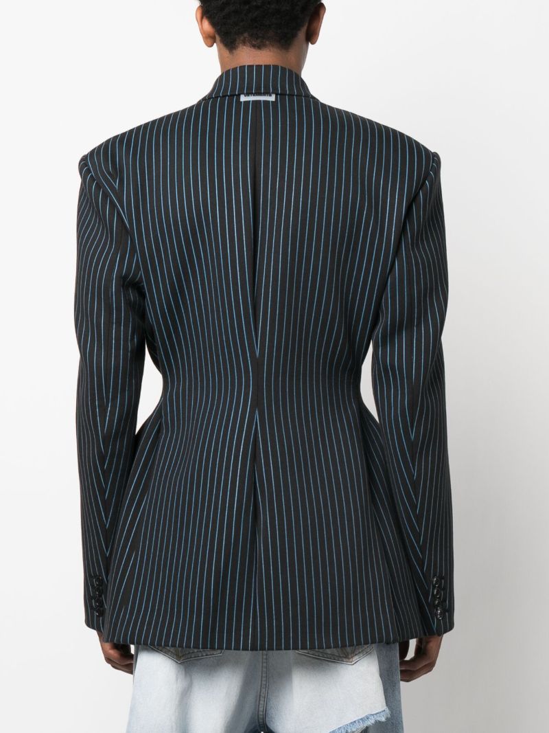 Blue Double Breasted Pinstripe Coat