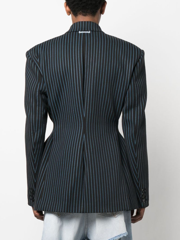 Blue Double Breasted Pinstripe Coat