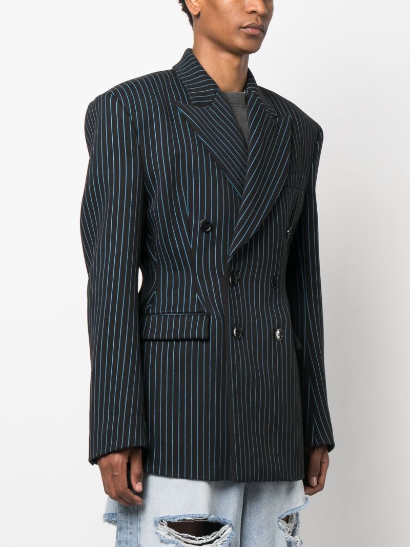 Blue Double Breasted Pinstripe Coat