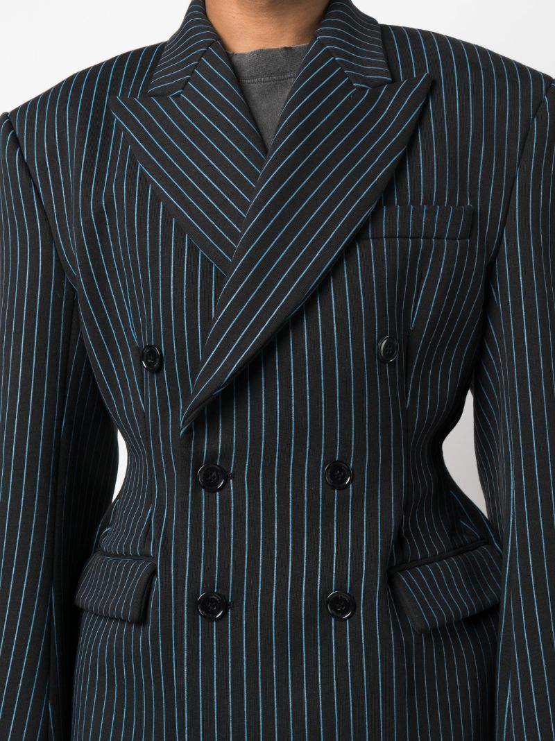 Blue Double Breasted Pinstripe Coat