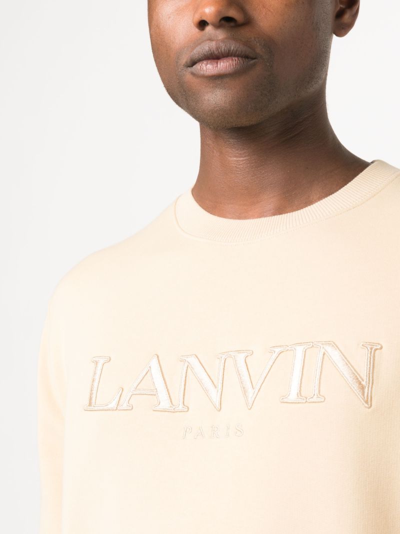 Beige Embroidered Logo Sweatshirt