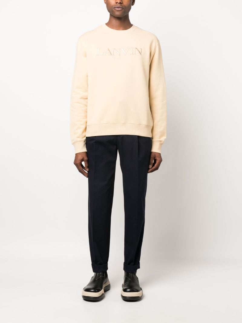 Beige Embroidered Logo Sweatshirt