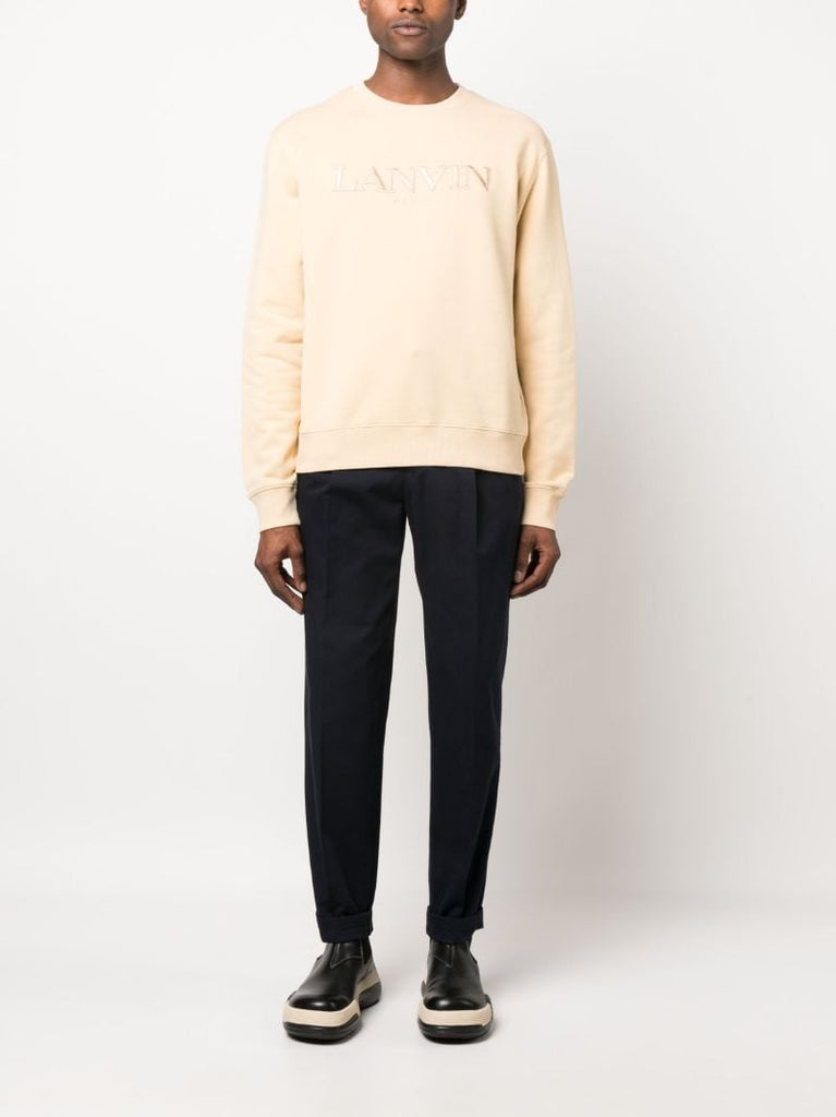 Beige Embroidered Logo Sweatshirt