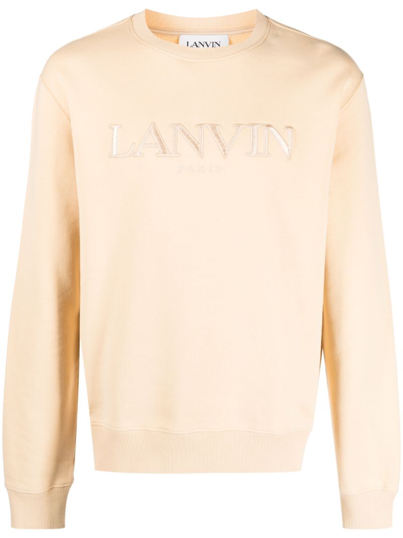 Beige Embroidered Logo Sweatshirt