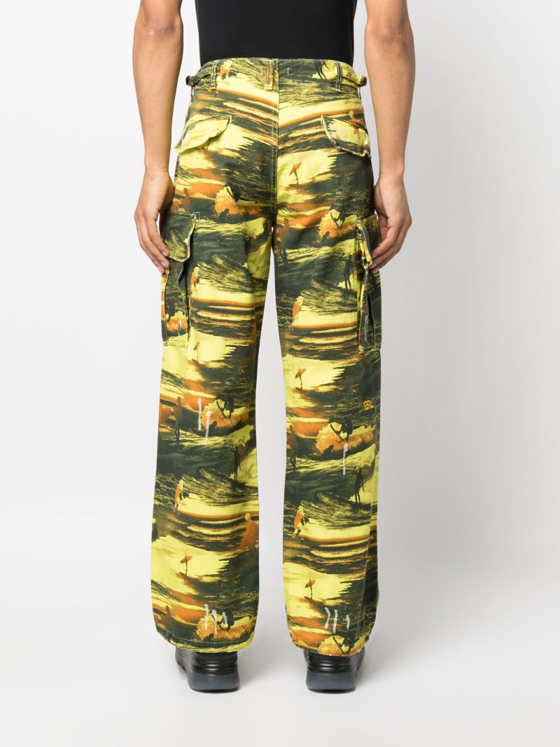 Yellow Surf Print Cargo Pants
