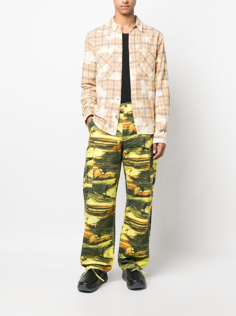 Yellow Surf Print Cargo Pants