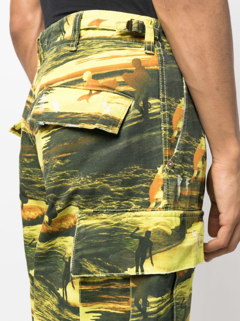 Yellow Surf Print Cargo Pants