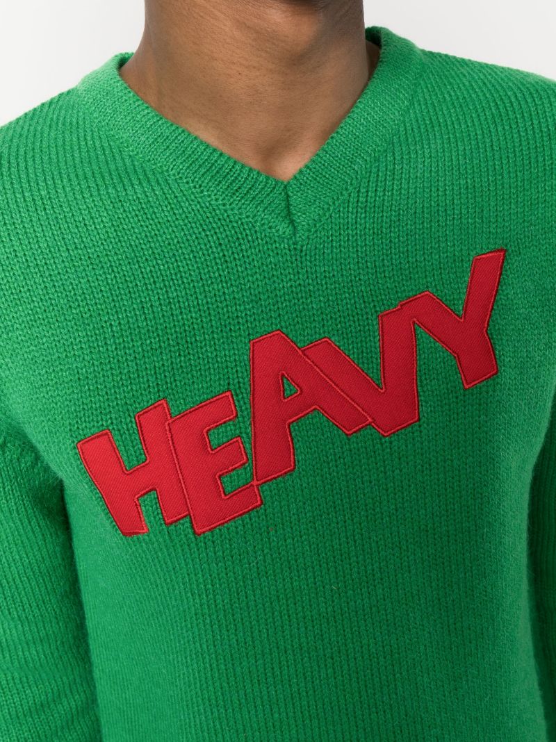 Green Patch V-neck Jumper