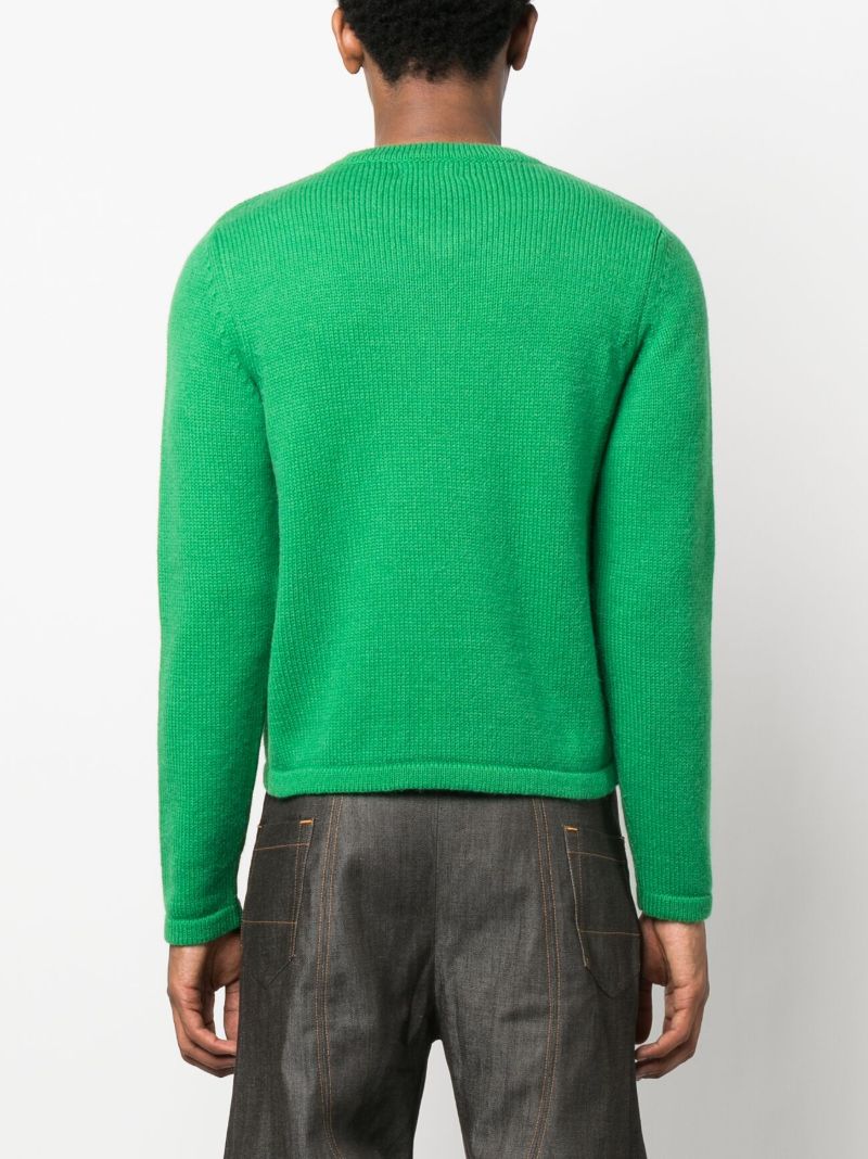 Green Patch V-neck Jumper