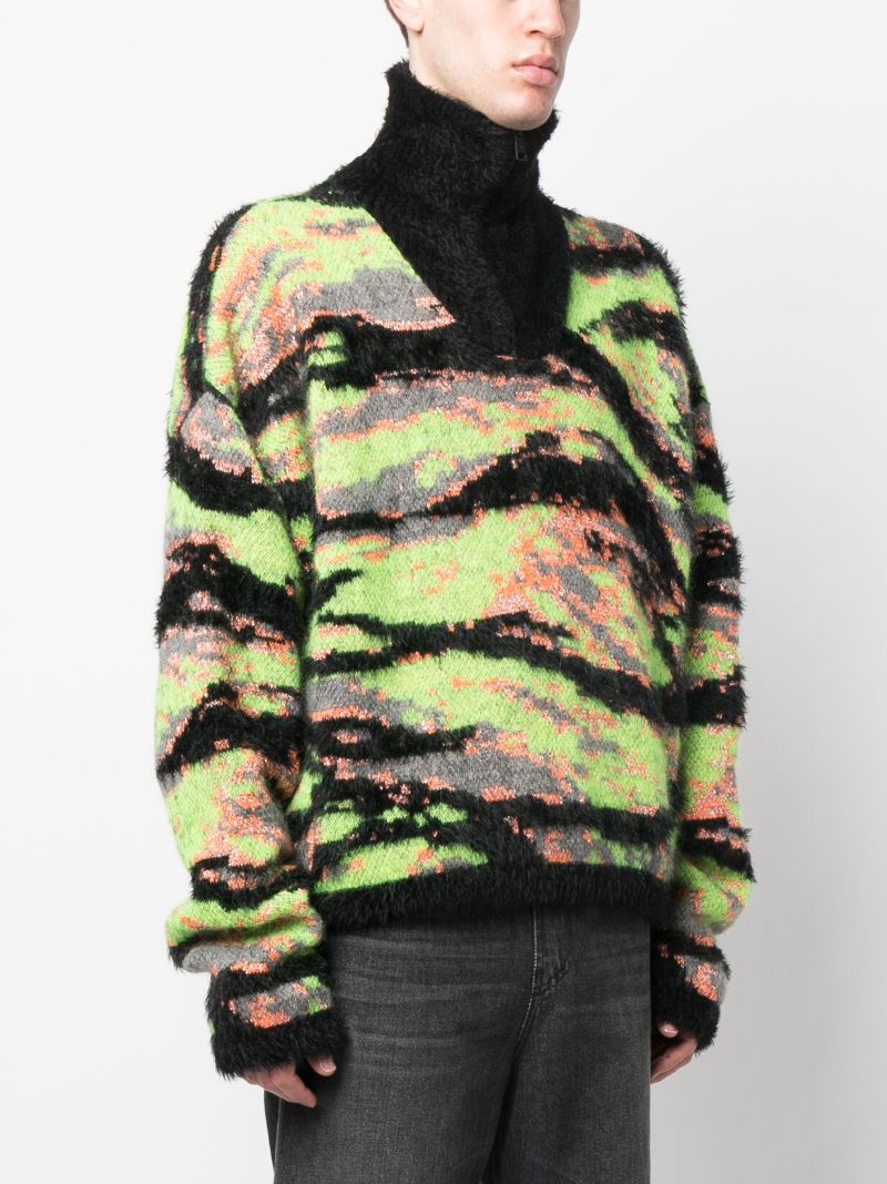 Green Intarsia Knit Jumper