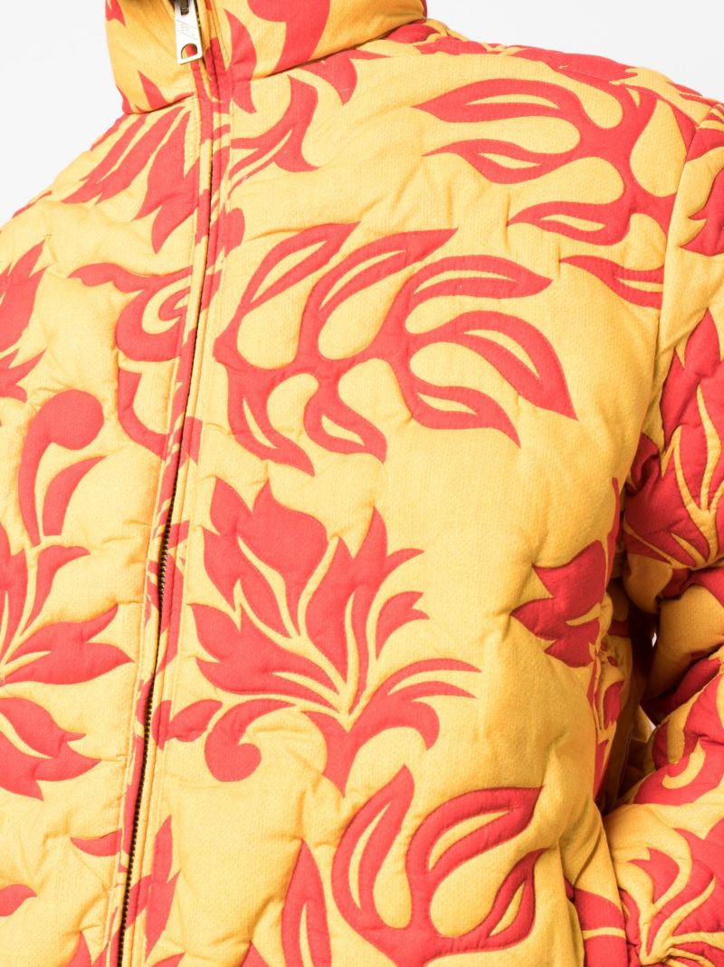 Yellow Floral-print Quilted Jacket