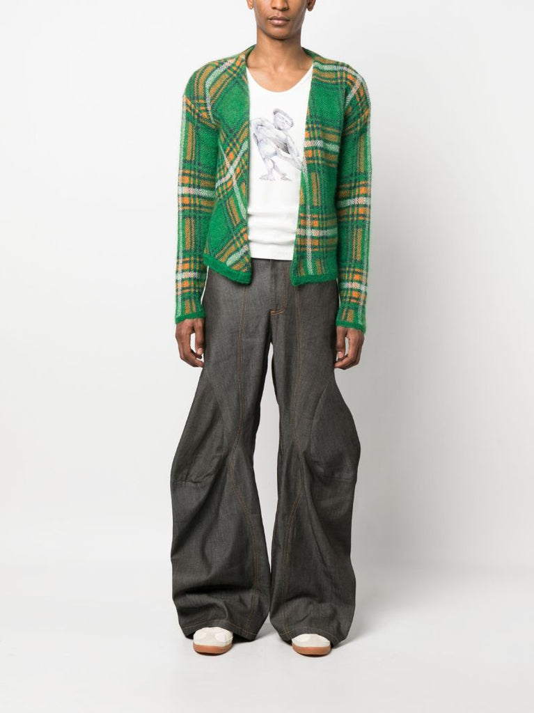 Green Plaid Cardigan