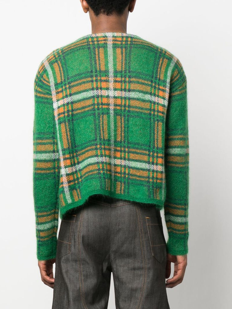 Green Plaid Cardigan