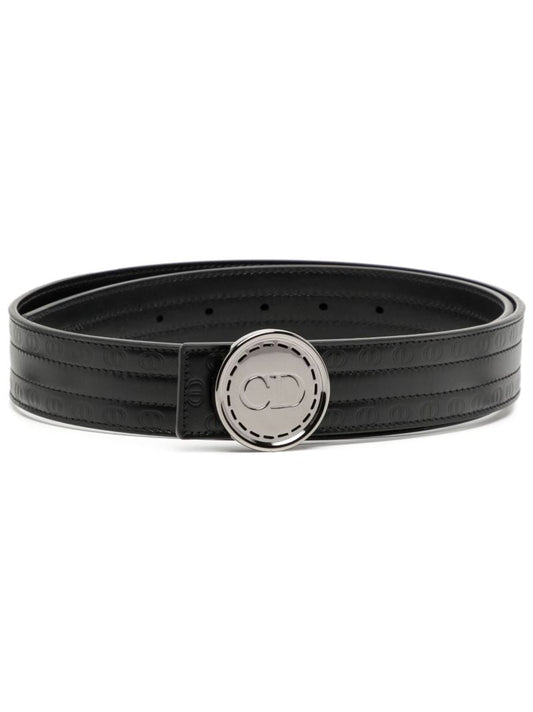 Black Logo Leather Belt