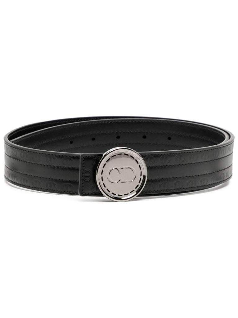 Black Logo Leather Belt