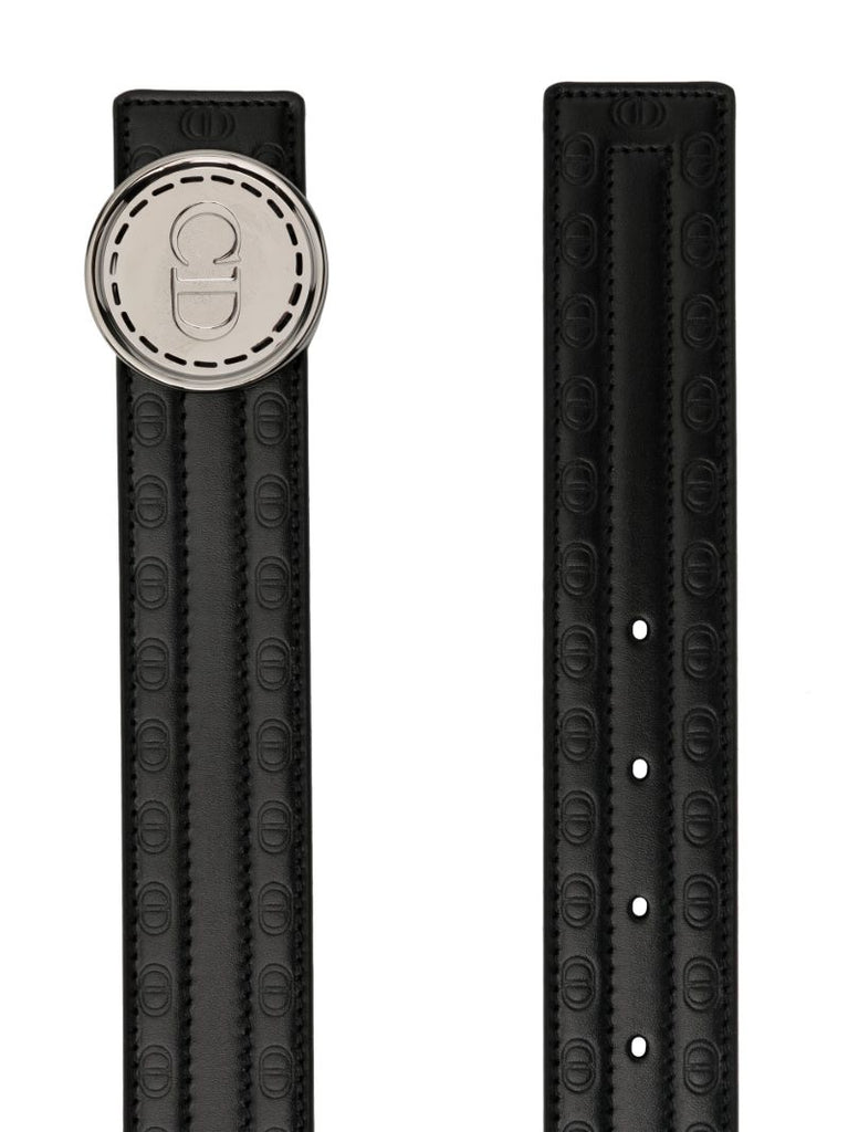 Black Logo Leather Belt