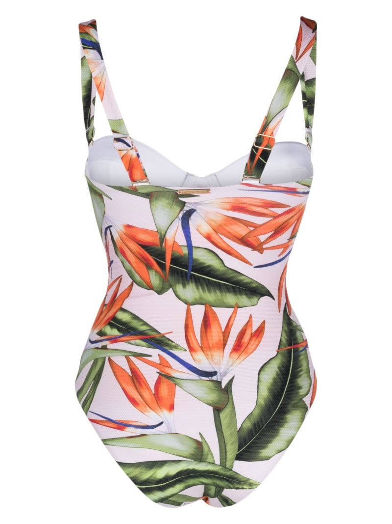 Green Clara Knot-detail Floral Swimsuit