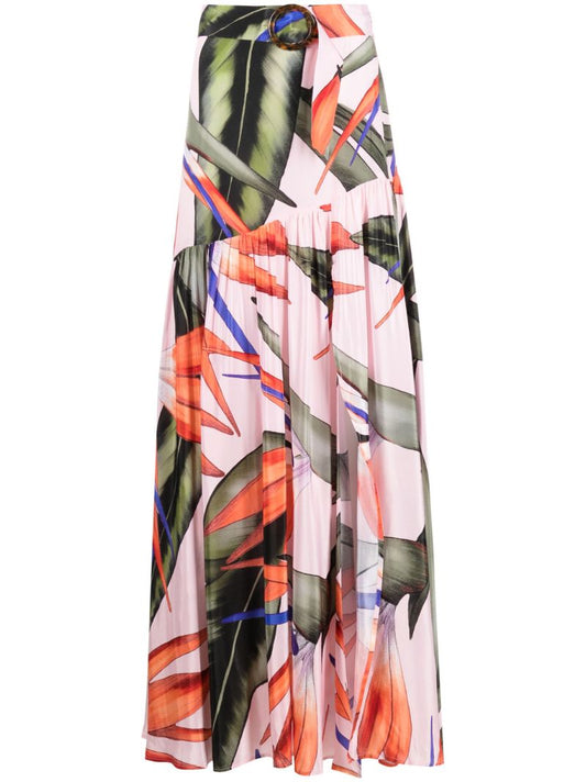 Green Tina Floral Maxi Skirt