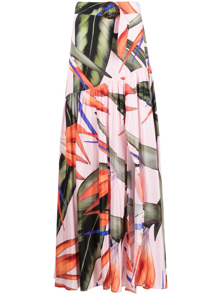 Green Tina Floral Maxi Skirt