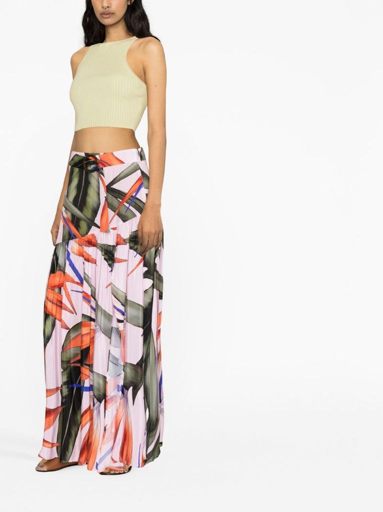Green Tina Floral Maxi Skirt