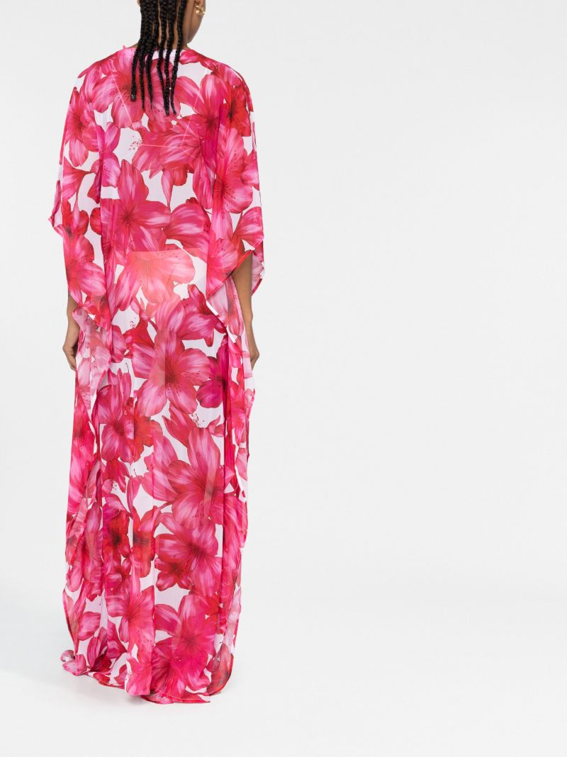 Pink Roxanne Floral Print Kaftan Dress