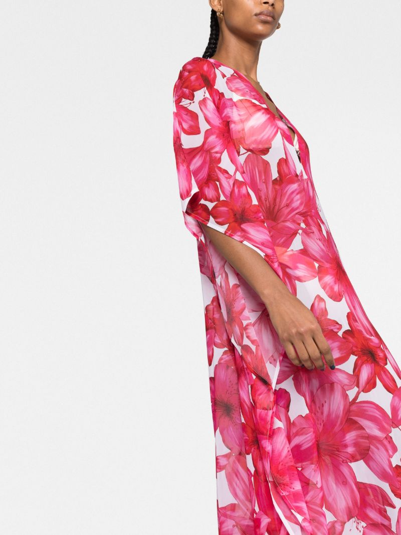 Pink Roxanne Floral Print Kaftan Dress