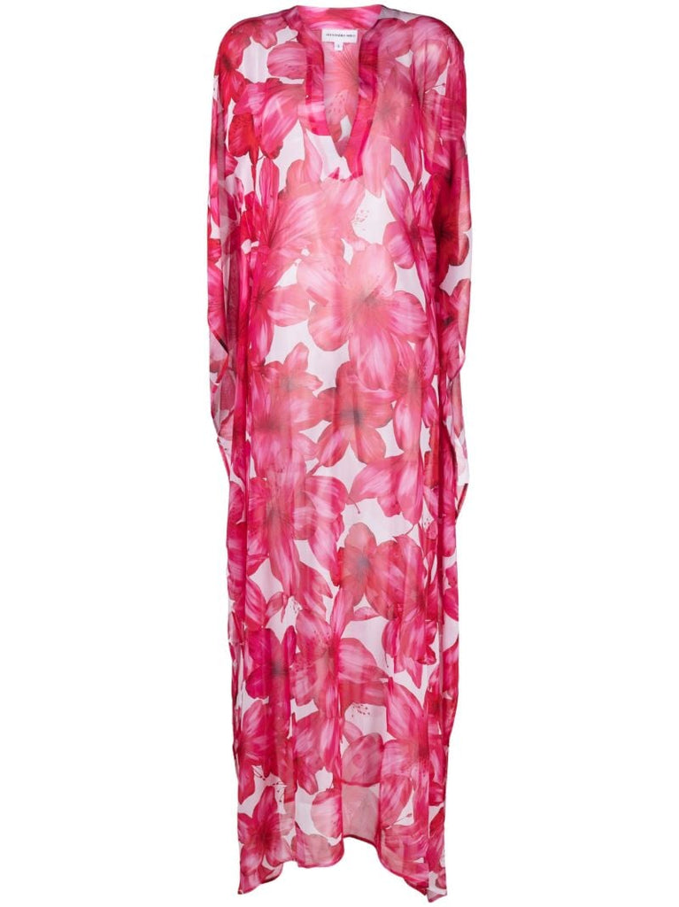 Pink Roxanne Floral Print Kaftan Dress