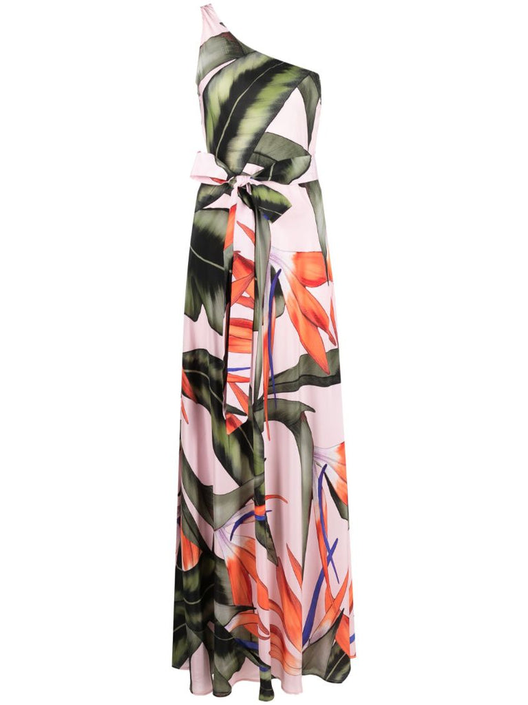 Green Odetta One-shoulder Floral Maxi Dress