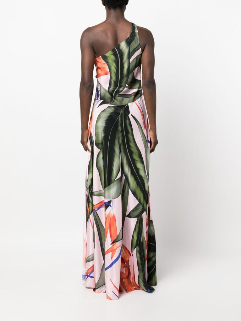 Green Odetta One-shoulder Floral Maxi Dress