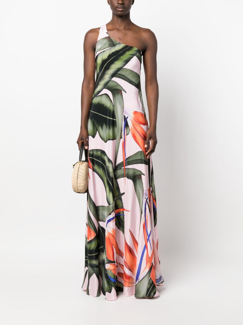 Green Odetta One-shoulder Floral Maxi Dress