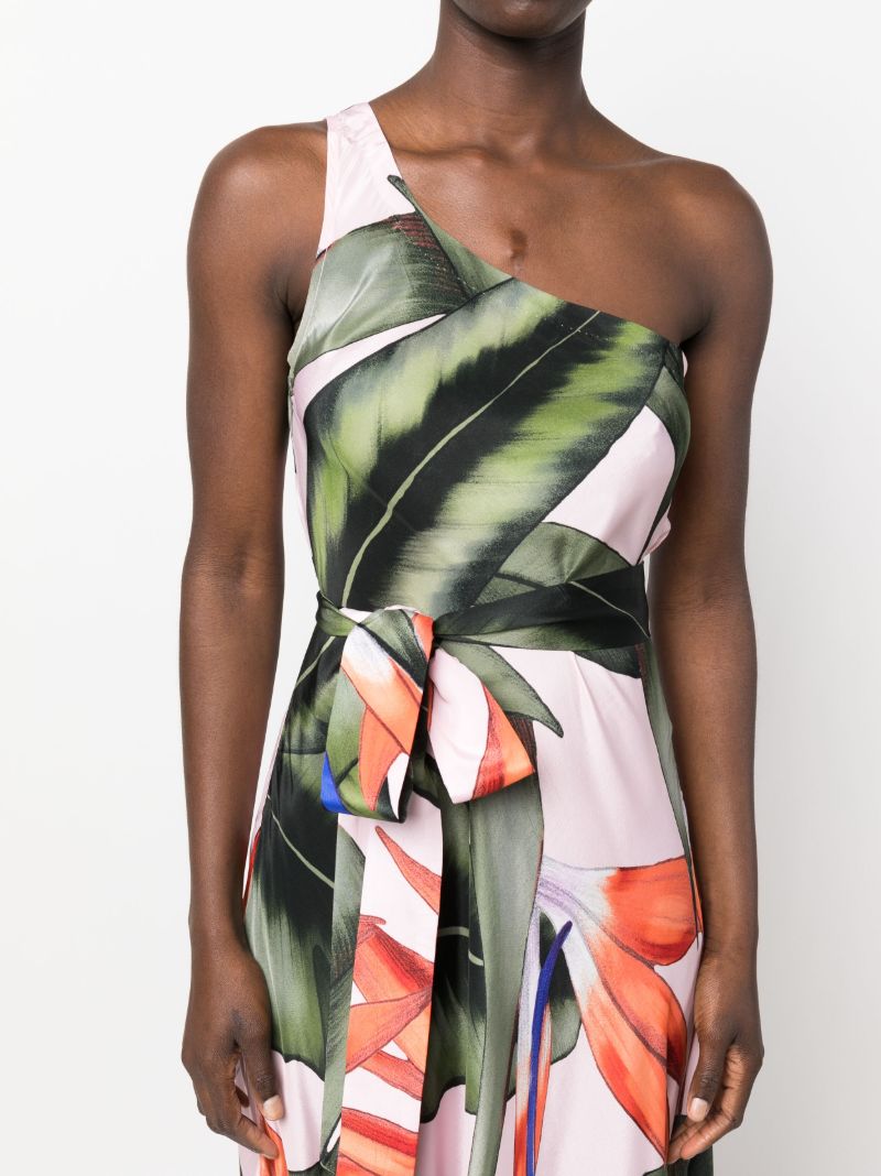 Green Odetta One-shoulder Floral Maxi Dress