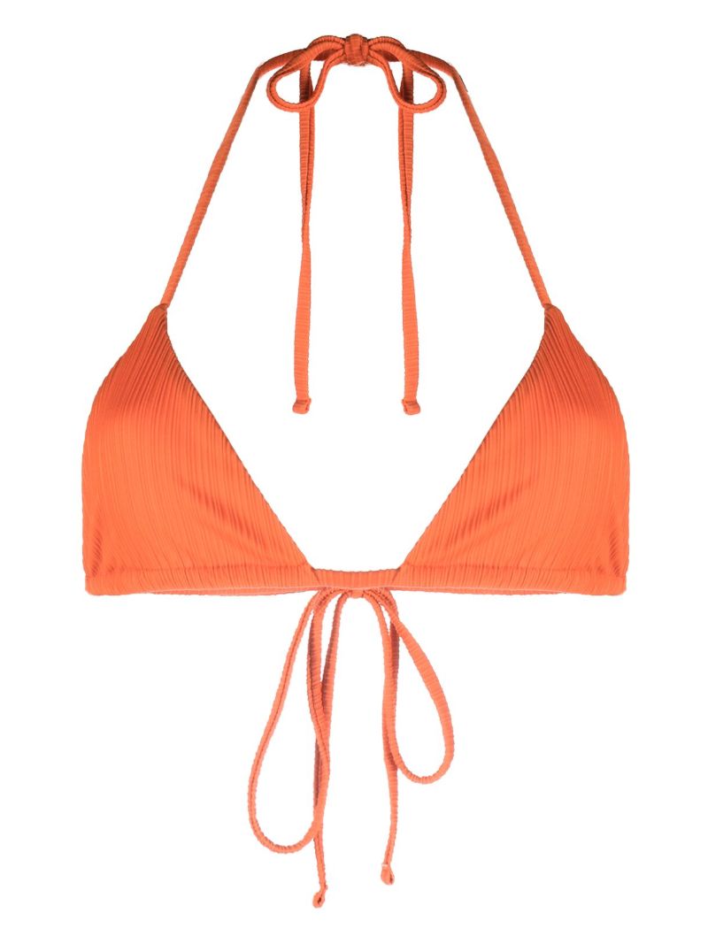 Orange Nick Logo Print PlissÃ_x0083_Â© Triangle Bikini Top
