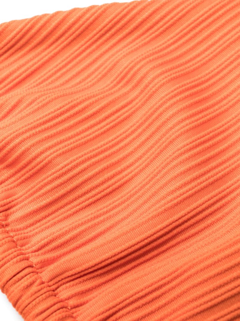 Orange Nick Logo Print PlissÃ_x0083_Â© Triangle Bikini Top