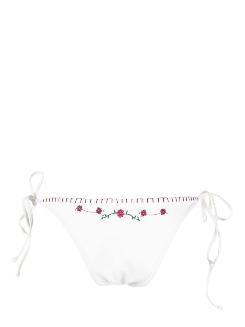 White Connor Floral-embroidery Side-tie Bikini Bottoms