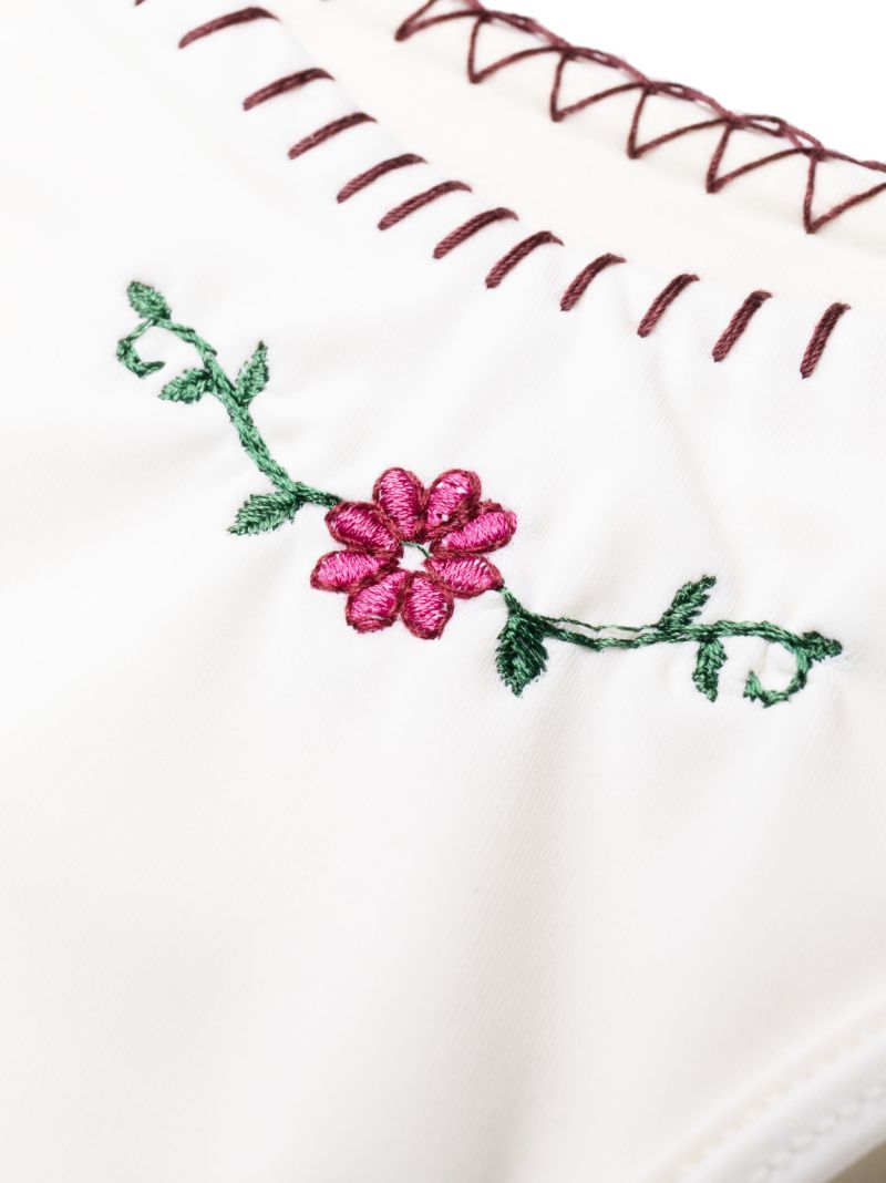 White Connor Floral-embroidery Side-tie Bikini Bottoms
