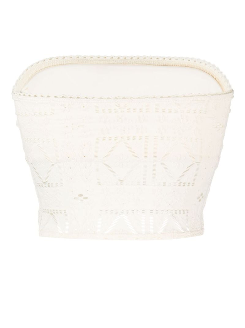 White Peace Patchwork Bandeau Top
