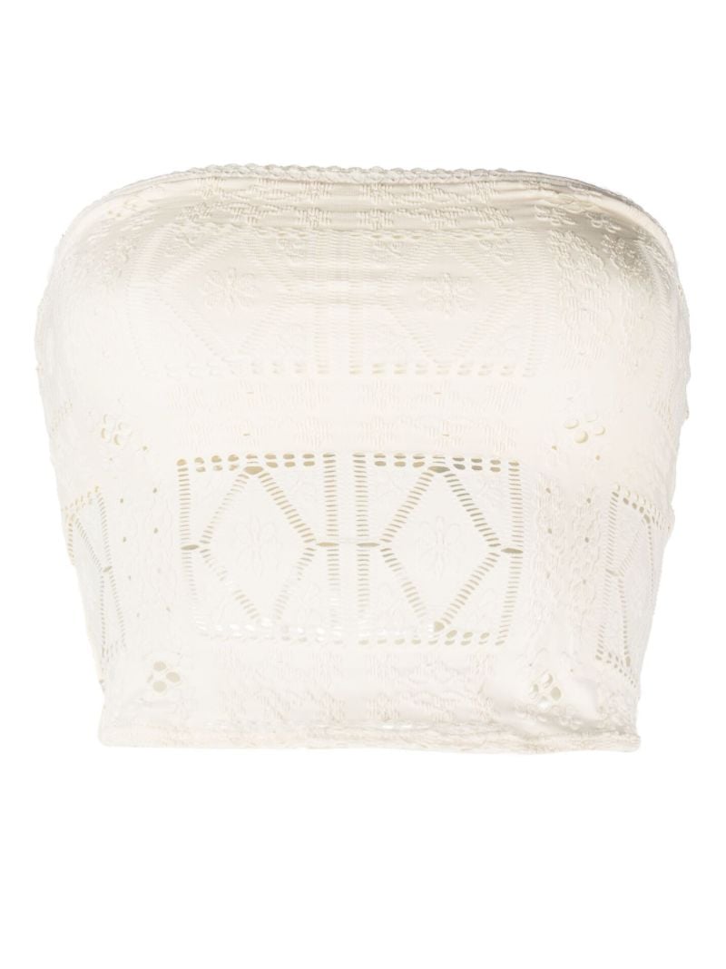 White Peace Patchwork Bandeau Top