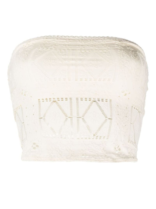 White Peace Patchwork Bandeau Top