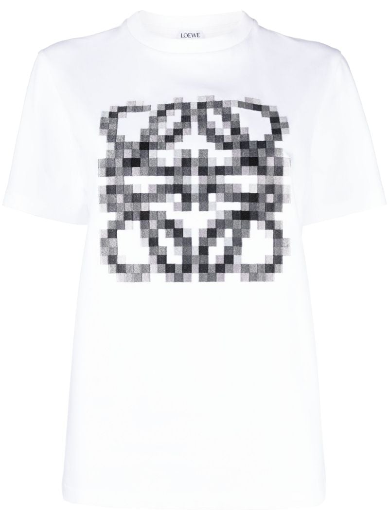 White Pixelated Anagram Print T-shirt