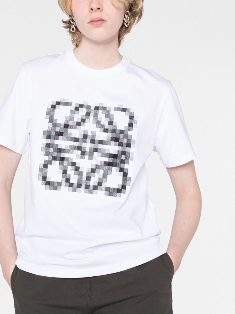 White Pixelated Anagram Print T-shirt