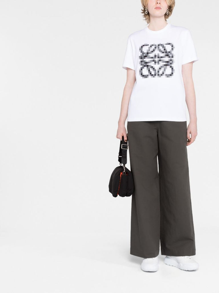 White Pixelated Anagram Print T-shirt
