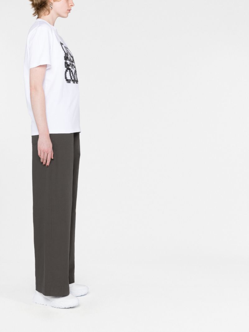 White Pixelated Anagram Print T-shirt