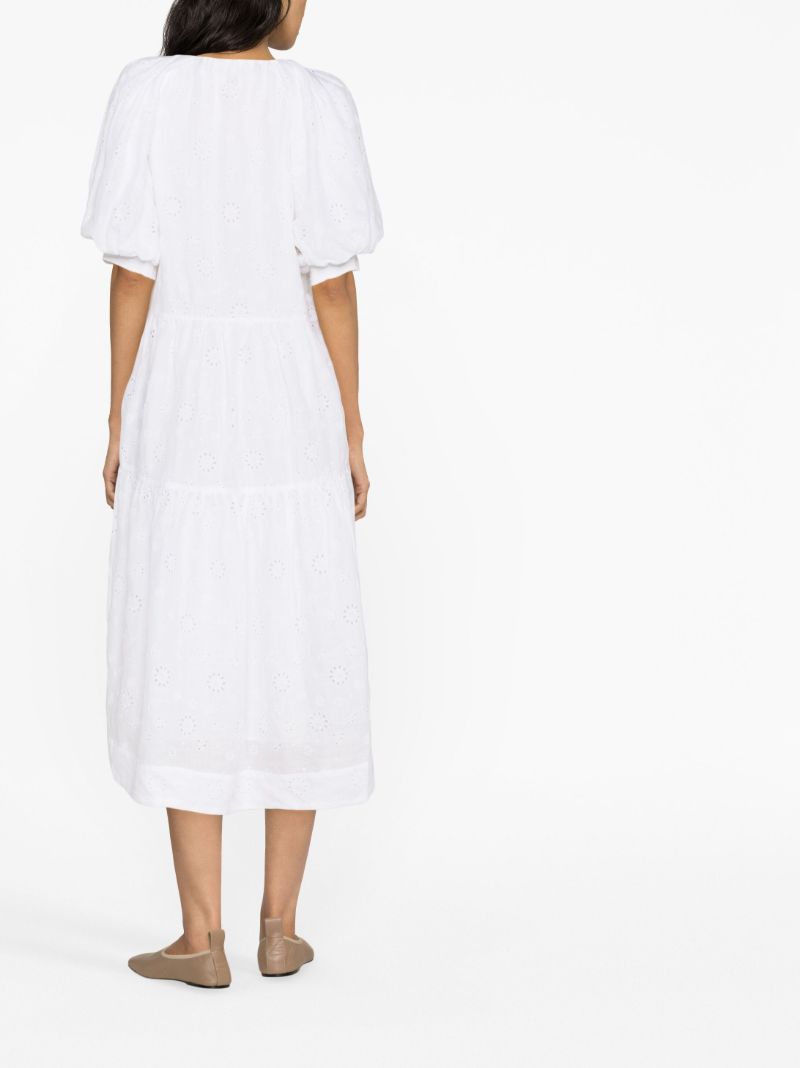 White V-neck Puff Sleeve Maxi Dress